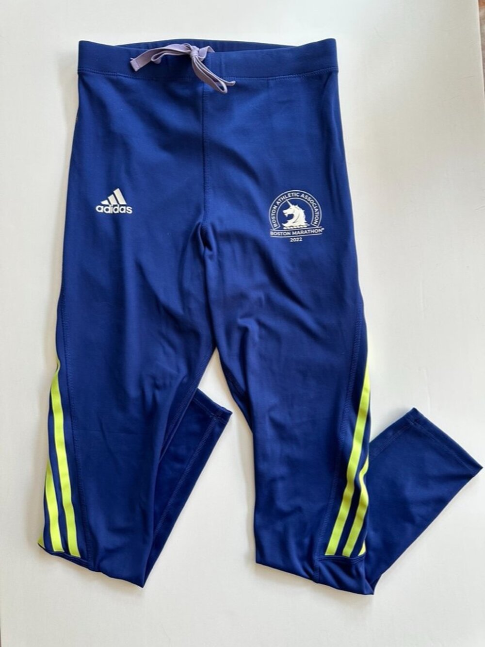 Adidas Boston Marathon 2022 Women’s Running Leggings XS Blue Cropped Performance